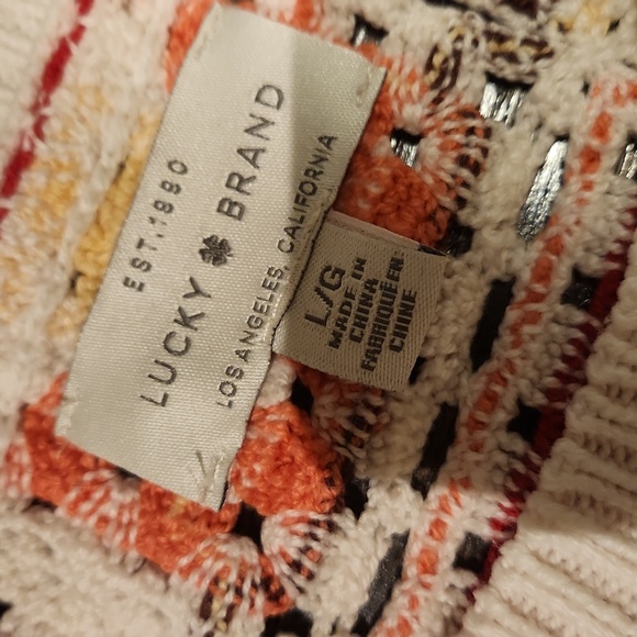 ❤️ NWOT! LUCKY BRAND CROCHET SLEEVELESS GEO SWEATER TOP, LARGE - Picture 5 of 8